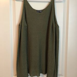 Cold Shoulder Olive Green Sweater